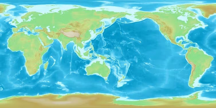 Mapa centrado no Pacífico