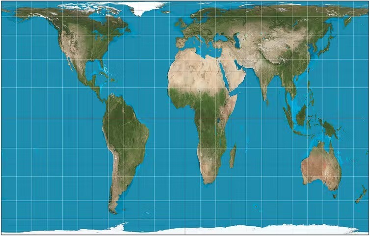 Mapa Mundi projeção de Mercator 